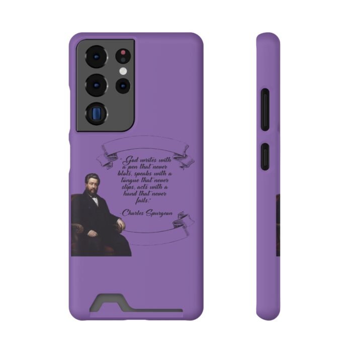 Spurgeon - God Writes with a Pen that Never Blots - Purple Samsung Galaxy S21- S22 Case with Card Holder 127