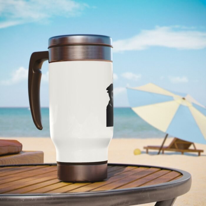 Calvin - Scripture is Like a Pair of Spectacles - White Stainless Steel Travel Mug with Handle, 14oz 6