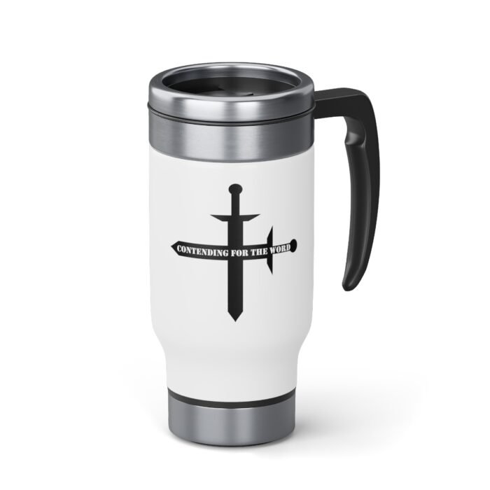 Contending for the Word - Stainless Steel Travel Mug with Handle, 14oz 1