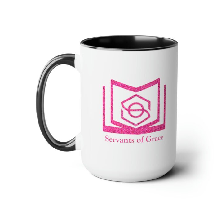 Servants of Grace - Hot Pink Glitter - Two-Tone Coffee Mugs, 15oz 6