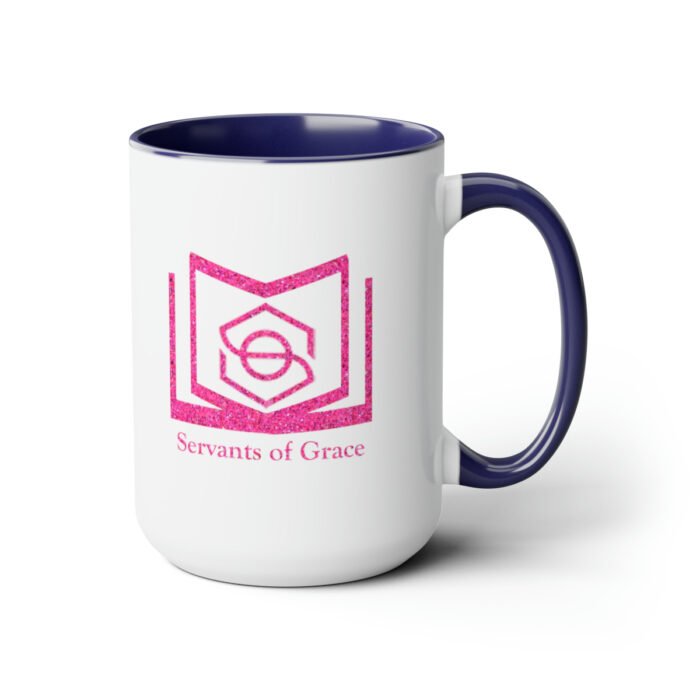 Servants of Grace - Hot Pink Glitter - Two-Tone Coffee Mugs, 15oz 18