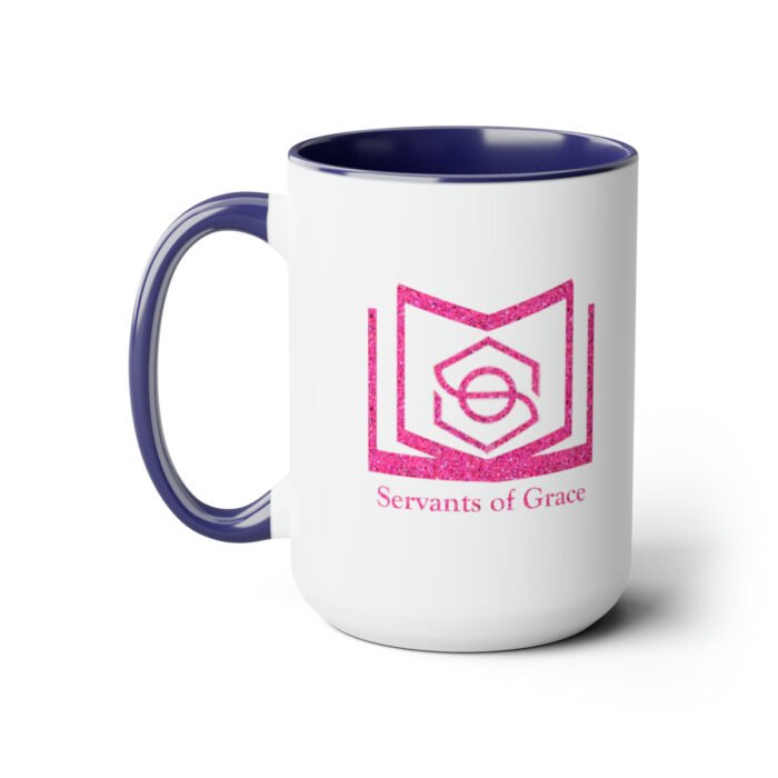 Servants of Grace - Hot Pink Glitter - Two-Tone Coffee Mugs, 15oz 16