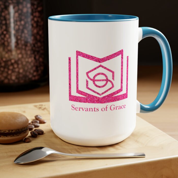Servants of Grace - Hot Pink Glitter - Two-Tone Coffee Mugs, 15oz 14