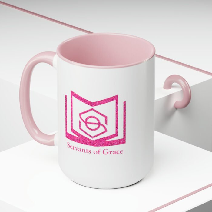 Servants of Grace - Hot Pink Glitter - Two-Tone Coffee Mugs, 15oz 5