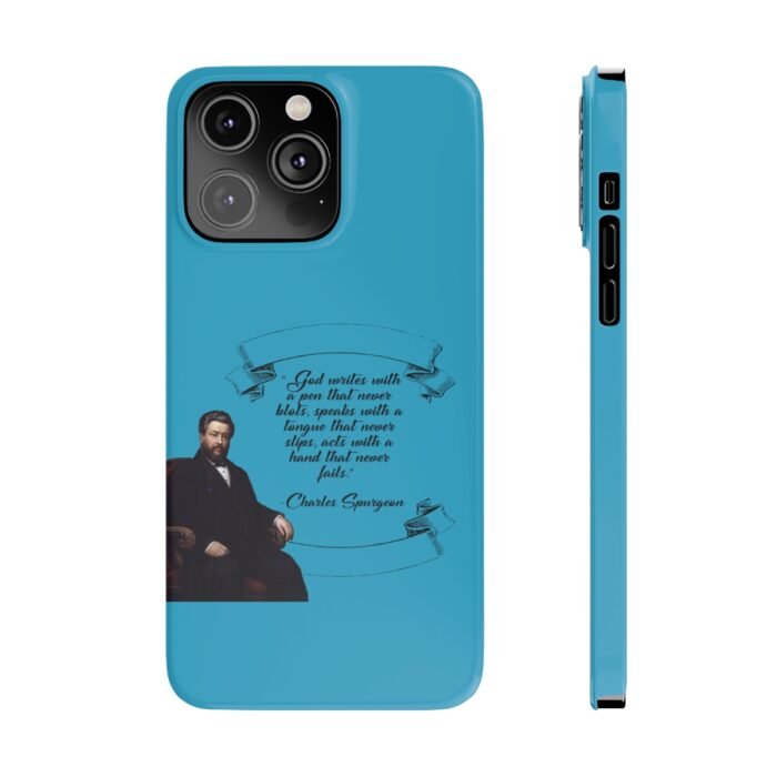 Spurgeon - God Writes with a Pen that Never Blots - Turquoise iPhone Slim Phone Case Options 44