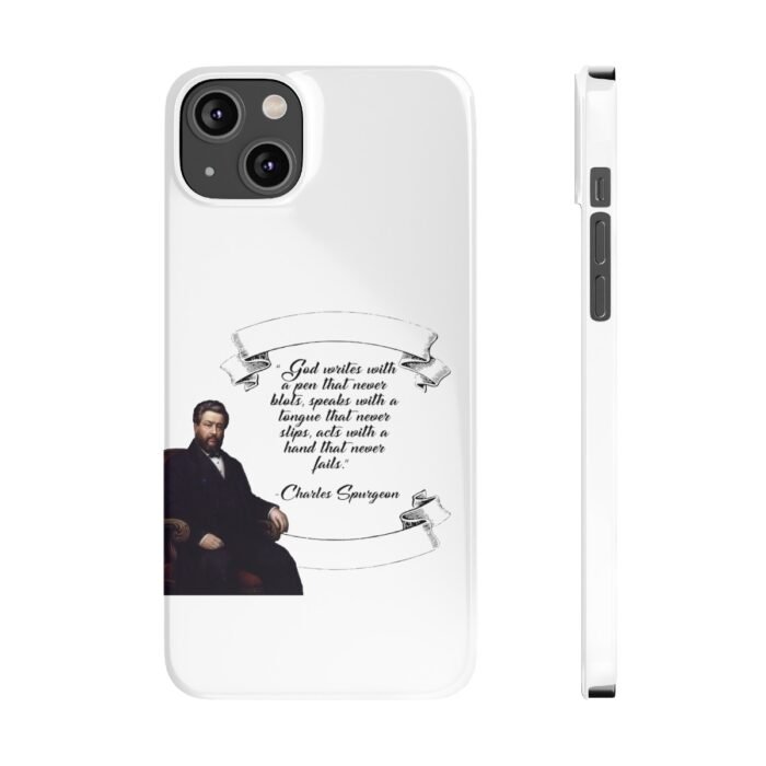 Spurgeon - God Writes with a Pen that Never Blots - White iPhone Slim Phone Case Options 38