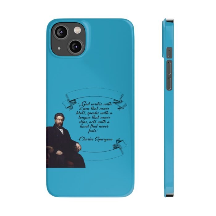 Spurgeon - God Writes with a Pen that Never Blots - Turquoise iPhone Slim Phone Case Options 38