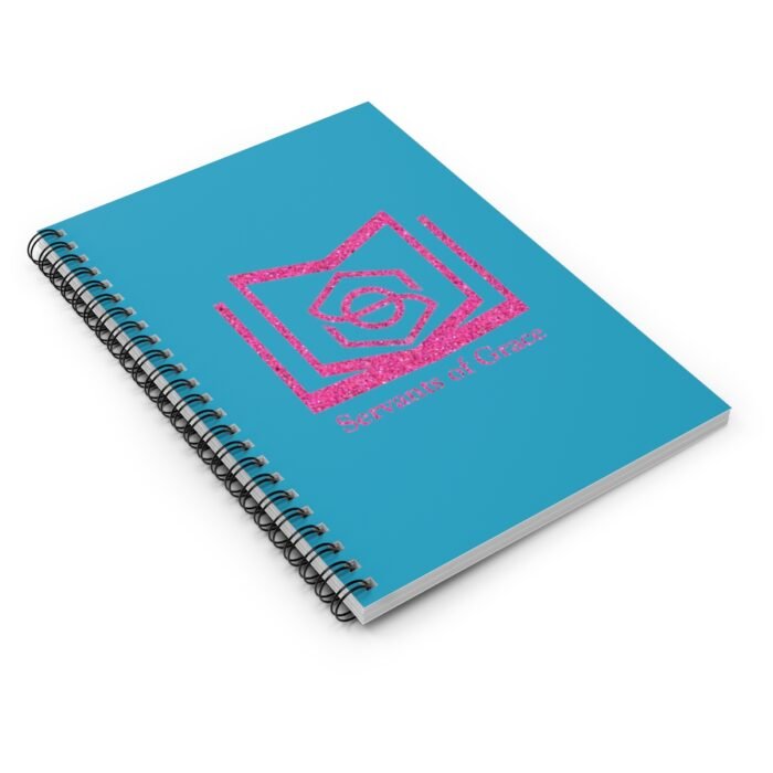 Servants of Grace - Hot Pink Glitter and Turquoise - Spiral Notebook - Ruled Line 3