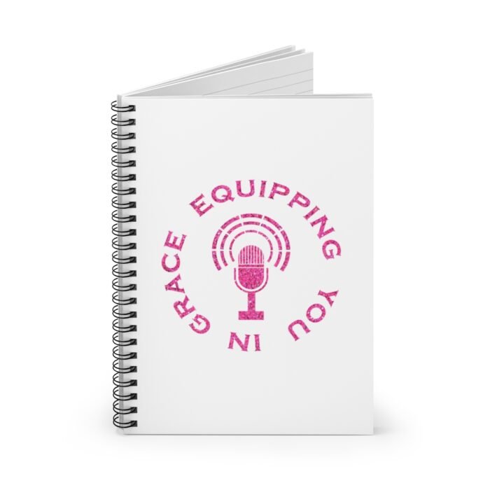 Equipping You in Grace - Hot Pink Glitter and White - Spiral Notebook - Ruled Line 1