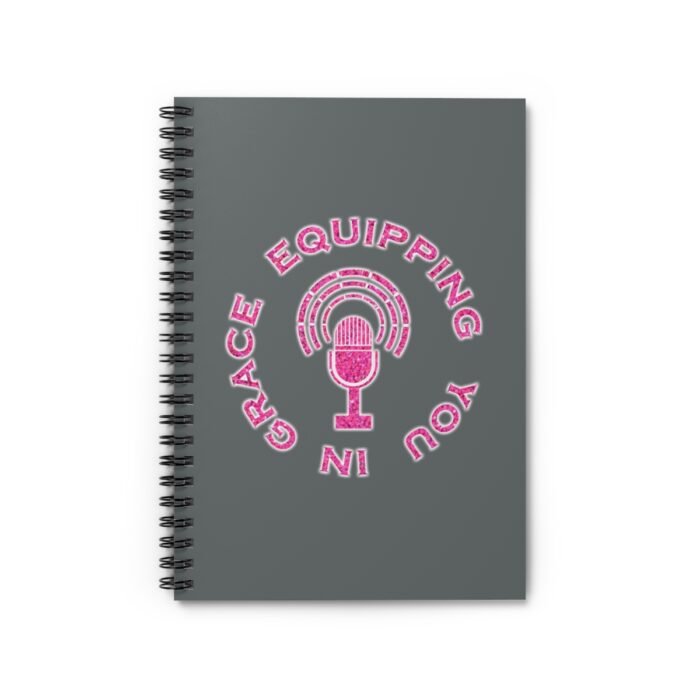 Equipping You in Grace - Hot Pink Glitter and Dark Gray - Spiral Notebook - Ruled Line 2