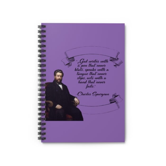 Spurgeon - God Writes with a Pen that Never Blots - Purple Spiral Notebook - Ruled Line 1