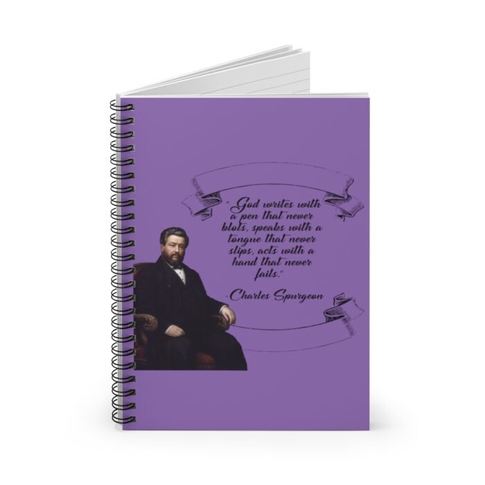 Spurgeon - God Writes with a Pen that Never Blots - Purple Spiral Notebook - Ruled Line 2