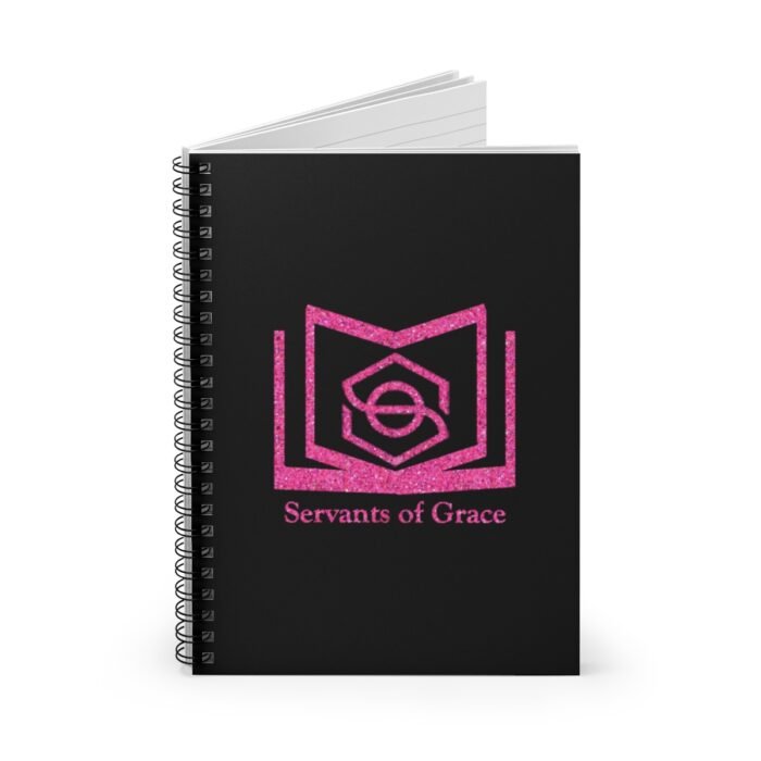 Servants of Grace - Hot Pink Glitter and Black - Spiral Notebook - Ruled Line 1