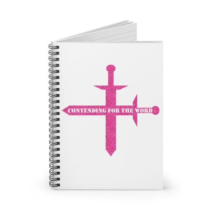Contending for the Word - Hot Pink Glitter and White - Spiral Notebook - Ruled Line 1