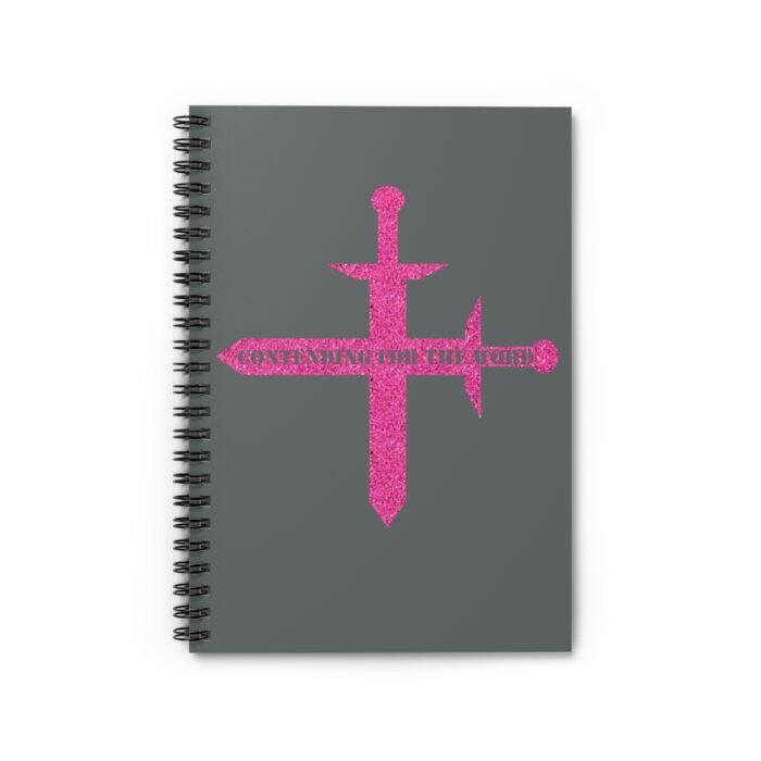 Contending for the Word - Hot Pink Glitter and Dark Gray - Spiral Notebook - Ruled Line 2