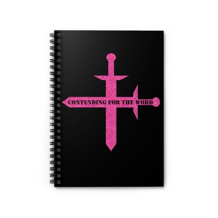 Contending for the Word - Hot Pink Glitter and Black - Spiral Notebook - Ruled Line 2
