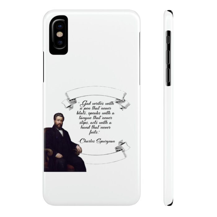 Spurgeon - God Writes with a Pen that Never Blots - White iPhone Slim Phone Case Options 26