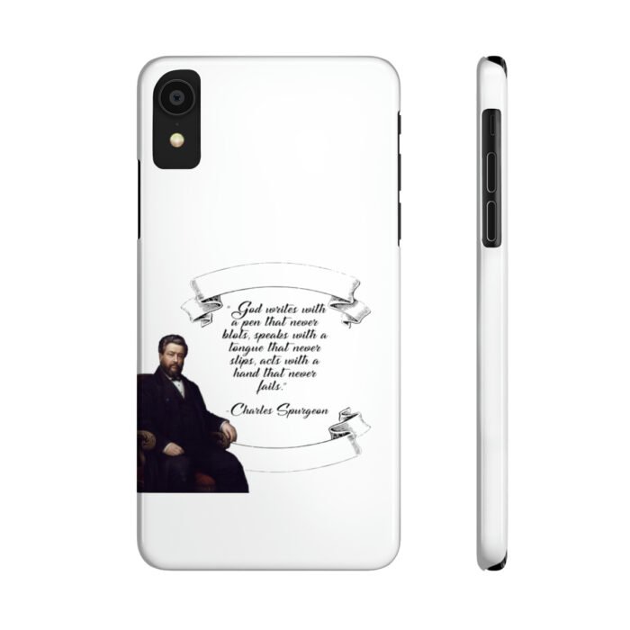 Spurgeon - God Writes with a Pen that Never Blots - White iPhone Slim Phone Case Options 27