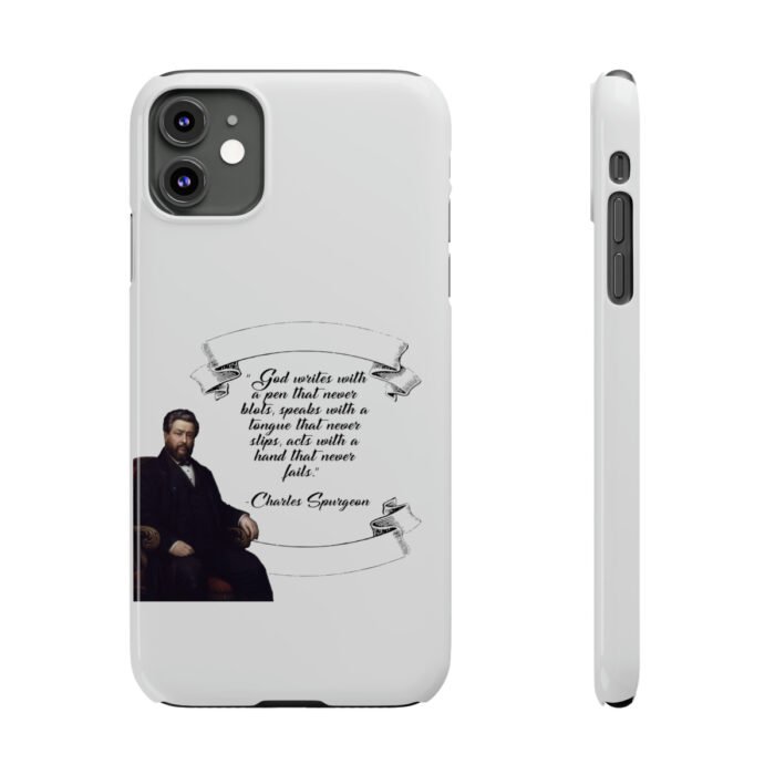 Spurgeon - God Writes with a Pen that Never Blots - White iPhone Slim Phone Case Options 17