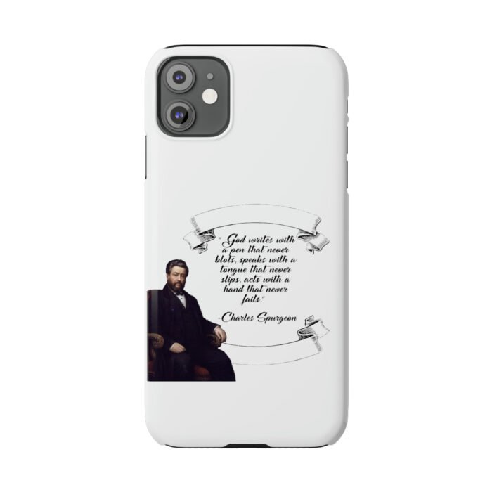 Spurgeon - God Writes with a Pen that Never Blots - White iPhone Slim Phone Case Options 18