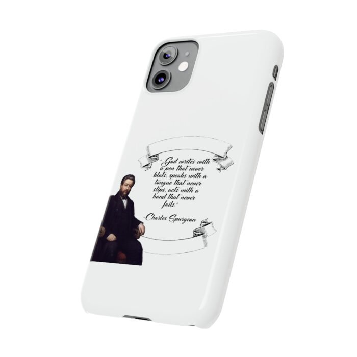 Spurgeon - God Writes with a Pen that Never Blots - White iPhone Slim Phone Case Options 19