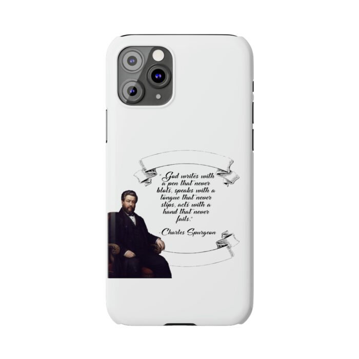 Spurgeon - God Writes with a Pen that Never Blots - White iPhone Slim Phone Case Options 21