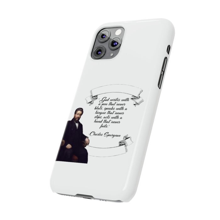 Spurgeon - God Writes with a Pen that Never Blots - White iPhone Slim Phone Case Options 22