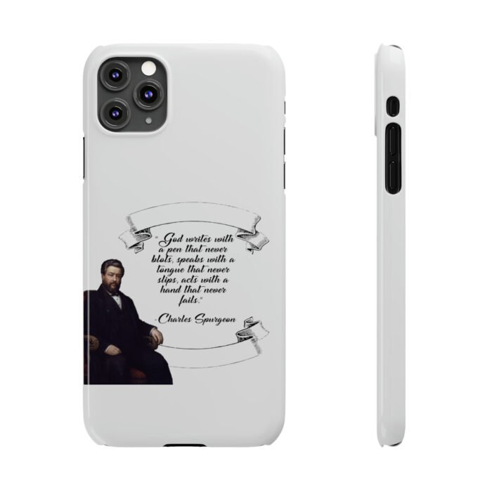 Spurgeon - God Writes with a Pen that Never Blots - White iPhone Slim Phone Case Options 23