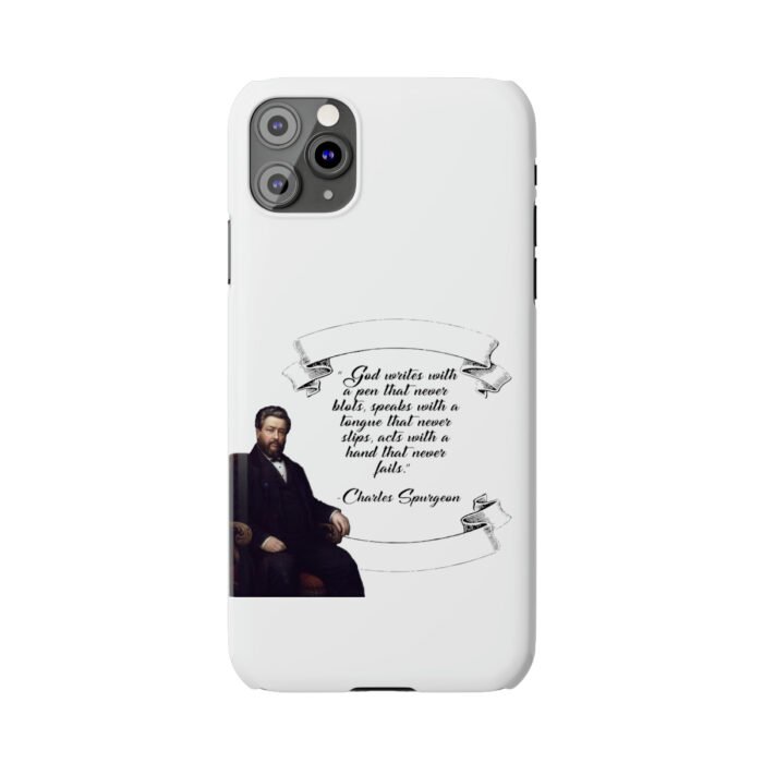 Spurgeon - God Writes with a Pen that Never Blots - White iPhone Slim Phone Case Options 24