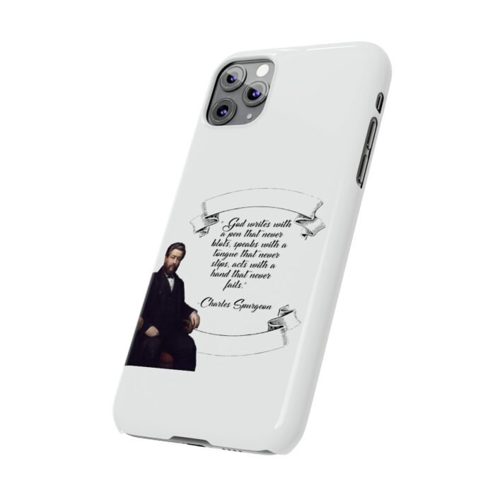 Spurgeon - God Writes with a Pen that Never Blots - White iPhone Slim Phone Case Options 25