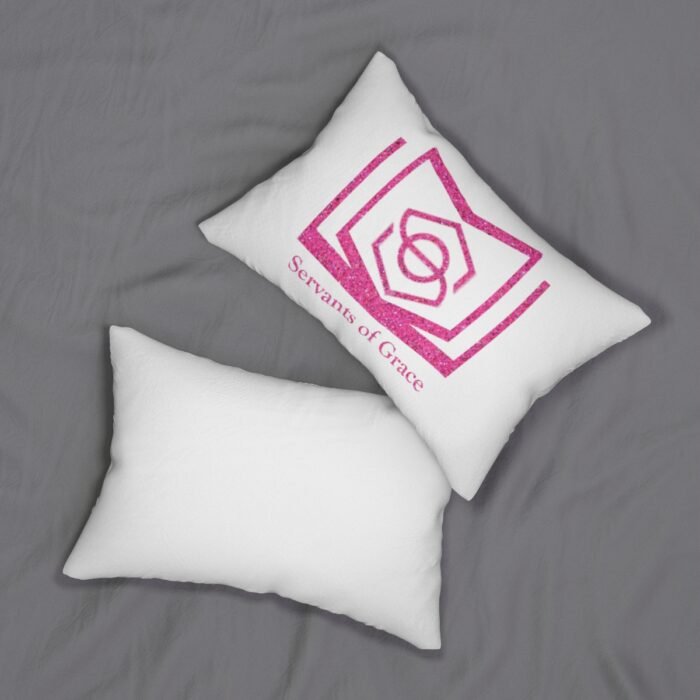 Servants of Grace - Hot Pink Glitter and White - Spun Polyester Lumbar Pillow 4