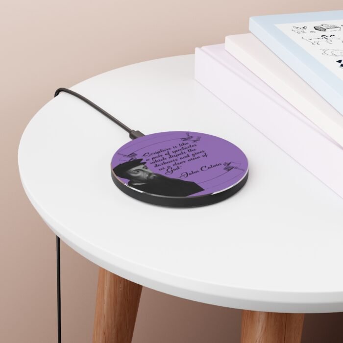 Scripture is Like a Pair of Spectacles - Calvin - Purple Wireless Charger 3