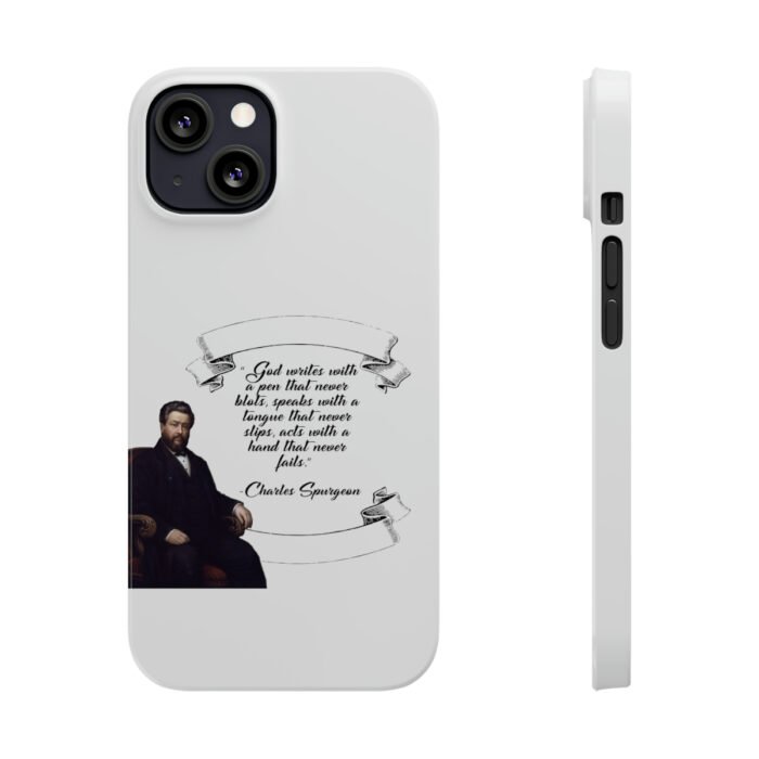Spurgeon - God Writes with a Pen that Never Blots - White iPhone Slim Phone Case Options 35