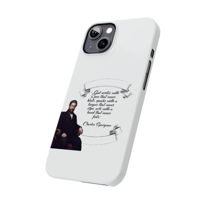 Spurgeon - God Writes with a Pen that Never Blots - White iPhone Slim Phone Case Options 37