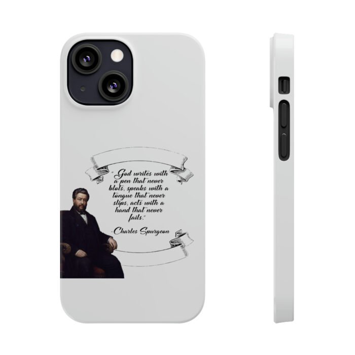 Spurgeon - God Writes with a Pen that Never Blots - White iPhone Slim Phone Case Options 38