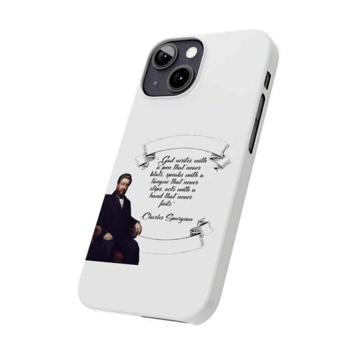 Spurgeon - God Writes with a Pen that Never Blots - White iPhone Slim Phone Case Options 40