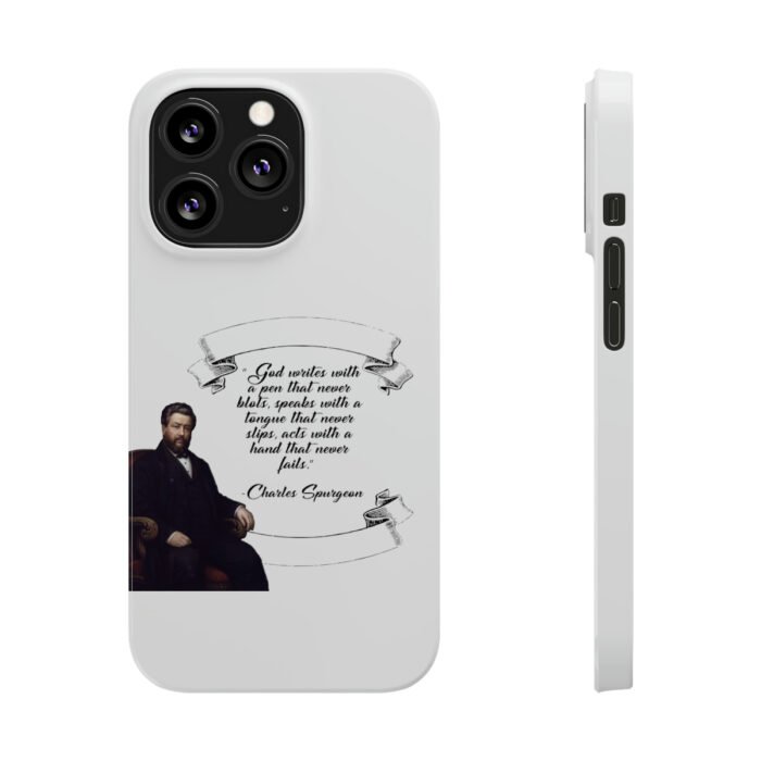 Spurgeon - God Writes with a Pen that Never Blots - White iPhone Slim Phone Case Options 2
