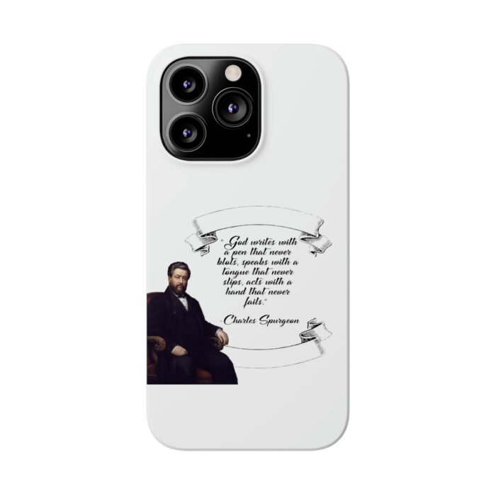 Spurgeon - God Writes with a Pen that Never Blots - White iPhone Slim Phone Case Options 3