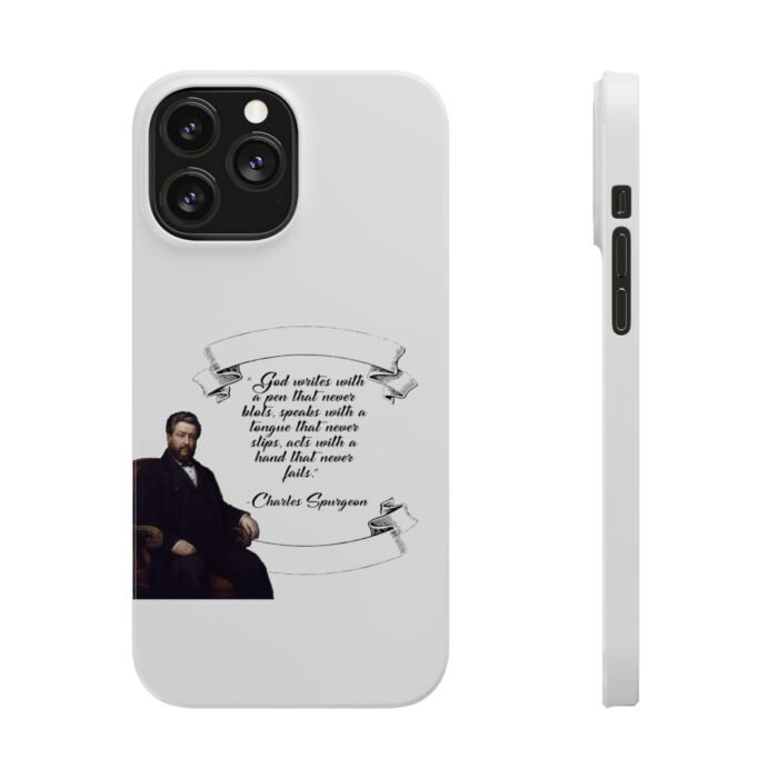 Spurgeon - God Writes with a Pen that Never Blots - White iPhone Slim Phone Case Options 5