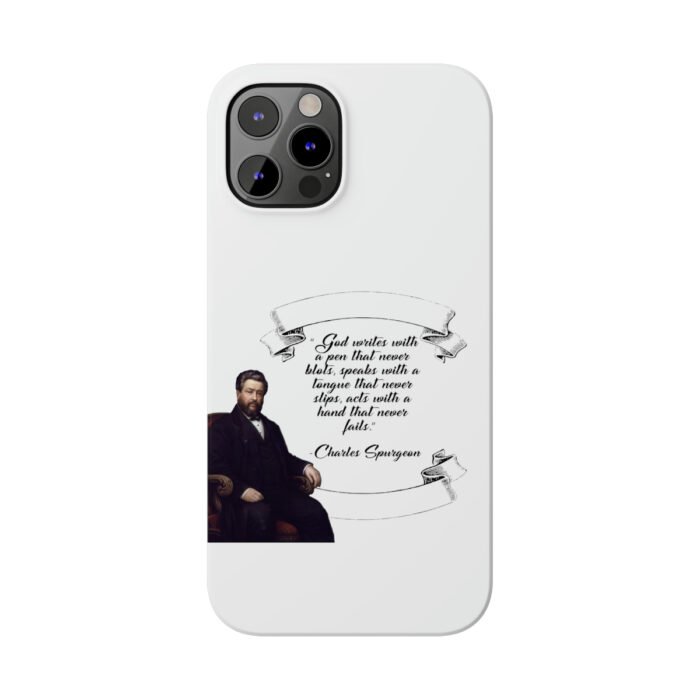 Spurgeon - God Writes with a Pen that Never Blots - White iPhone Slim Phone Case Options 12