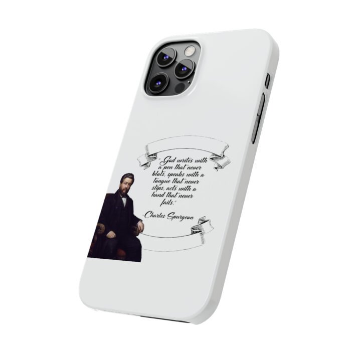 Spurgeon - God Writes with a Pen that Never Blots - White iPhone Slim Phone Case Options 13