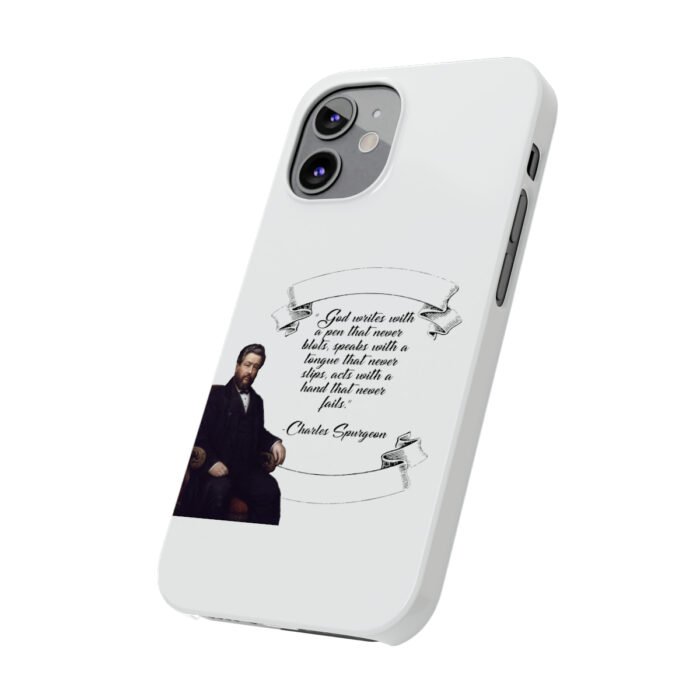 Spurgeon - God Writes with a Pen that Never Blots - White iPhone Slim Phone Case Options 10