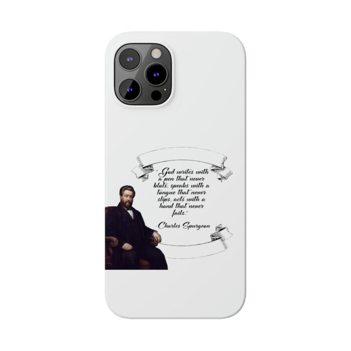 Spurgeon - God Writes with a Pen that Never Blots - White iPhone Slim Phone Case Options 15