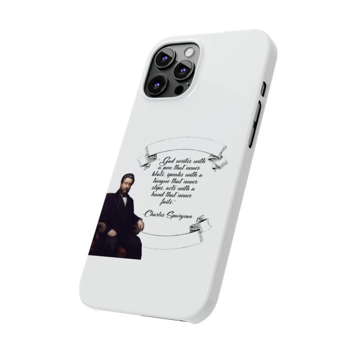 Spurgeon - God Writes with a Pen that Never Blots - White iPhone Slim Phone Case Options 16