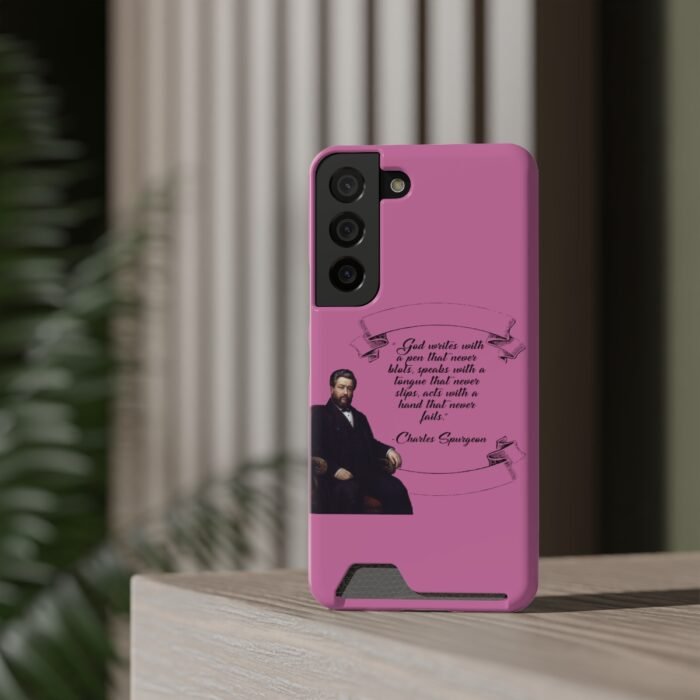 Spurgeon - God Writes with a Pen that Never Blots - Pink Samsung Galaxy S21- S22 Case with Card Holder 8