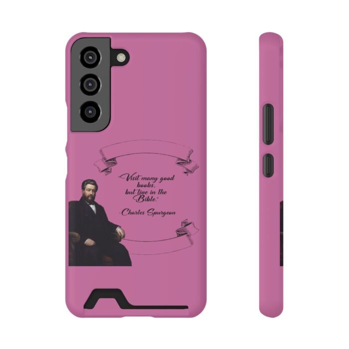 Spurgeon - Visit Many Good Books - Pink Samsung Galaxy S21- S22 Case with Card Holder 9