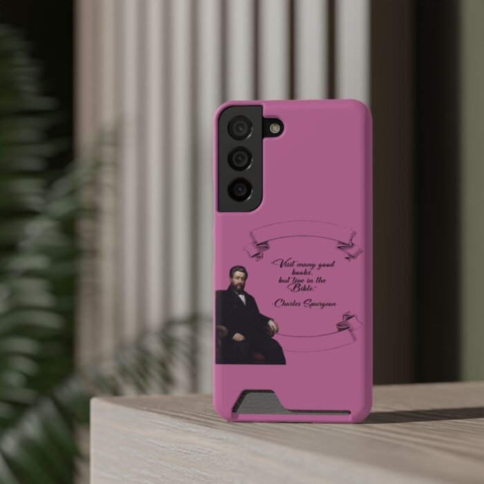 Spurgeon - Visit Many Good Books - Pink Samsung Galaxy S21- S22 Case with Card Holder 12