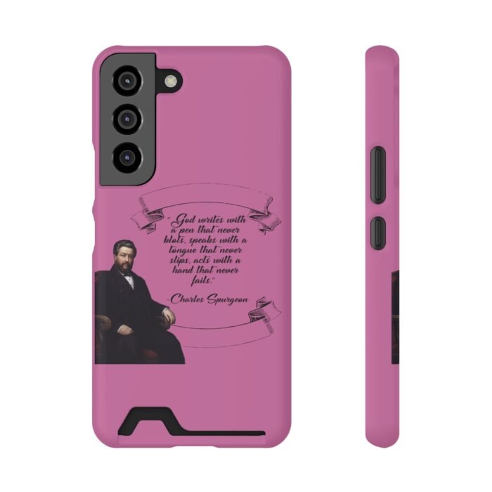 Spurgeon - God Writes with a Pen that Never Blots - Pink Samsung Galaxy S21- S22 Case with Card Holder 9