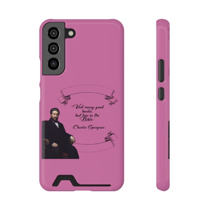 Spurgeon - Visit Many Good Books - Pink Samsung Galaxy S21- S22 Case with Card Holder 17
