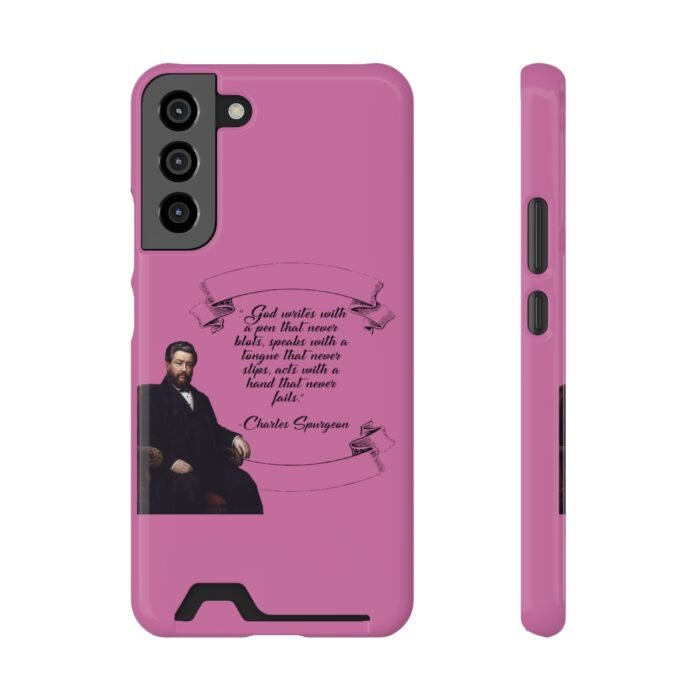 Spurgeon - God Writes with a Pen that Never Blots - Pink Samsung Galaxy S21- S22 Case with Card Holder 17